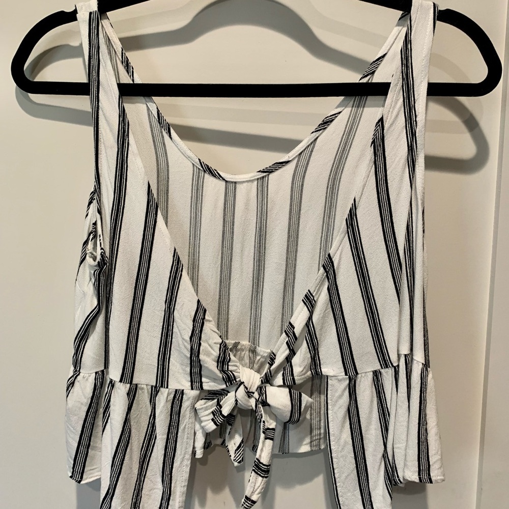 LA hearts Striped Peplum Crop Top with open Back